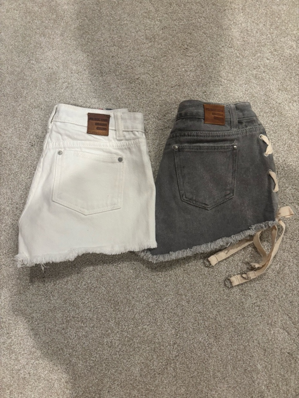 New Set of 2 POL Denim Shorts White & Washed Black with side detail
